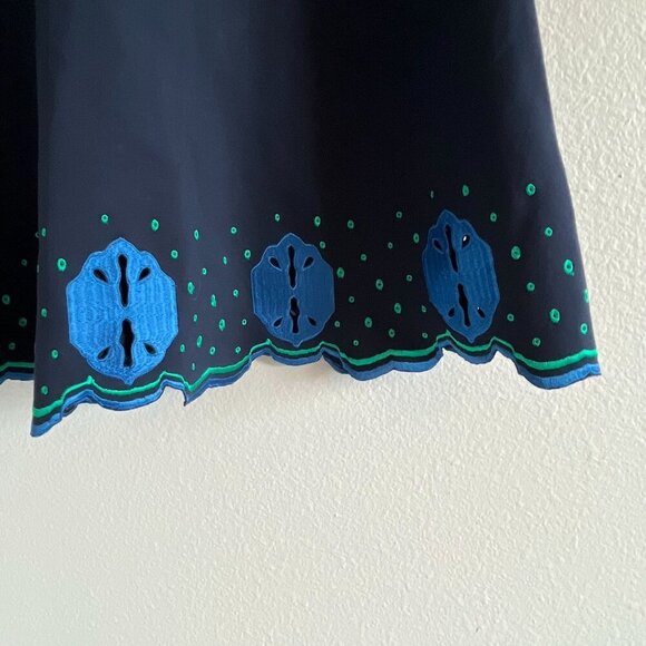 41 Hawthorn Paloma Embroidered Trim Dress Blue Green Sleeveless Size Small - Picture 2 of 10